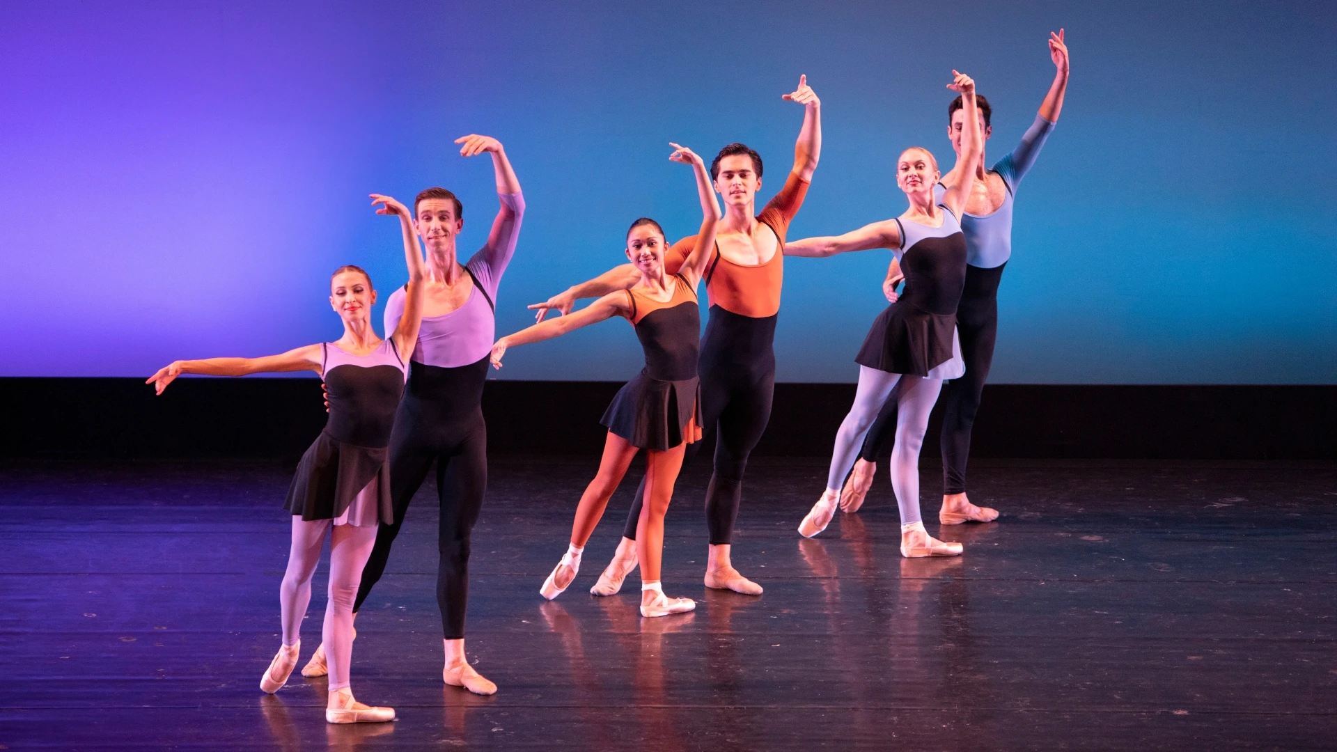 Six dancers in Peter Martin's "Ash" performed by City Ballet of San Diego