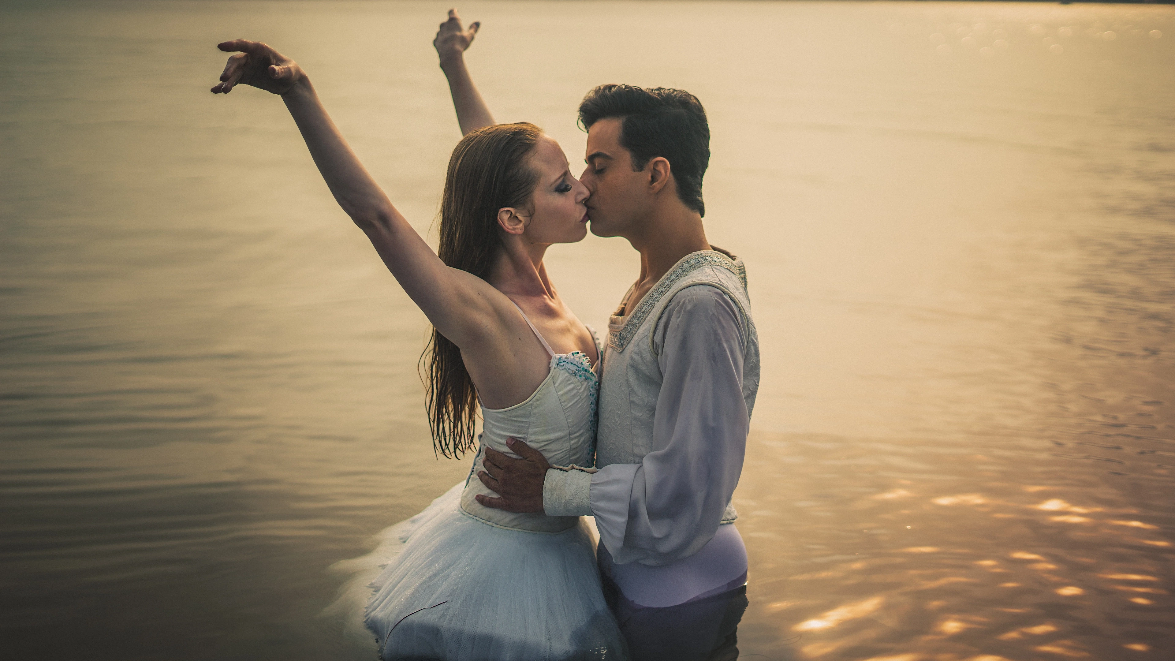 Odette and Prince Siegfried kissing from Elizabeth Wistrich's "Swan Lake" performed by City Ballet of San Diego