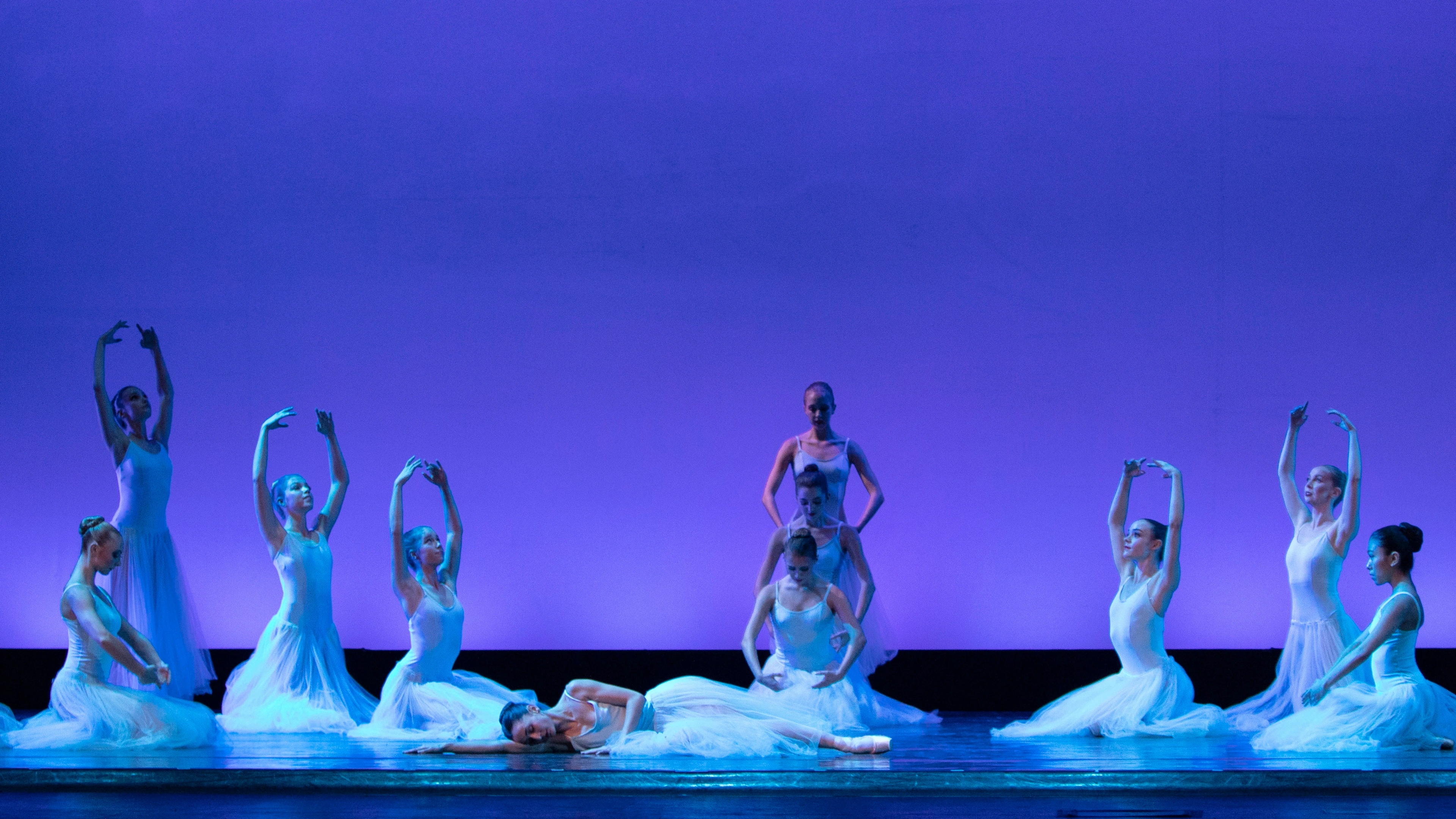 The corps de ballet from George Balanchine's "Serenade" performed by City Ballet of San Diego