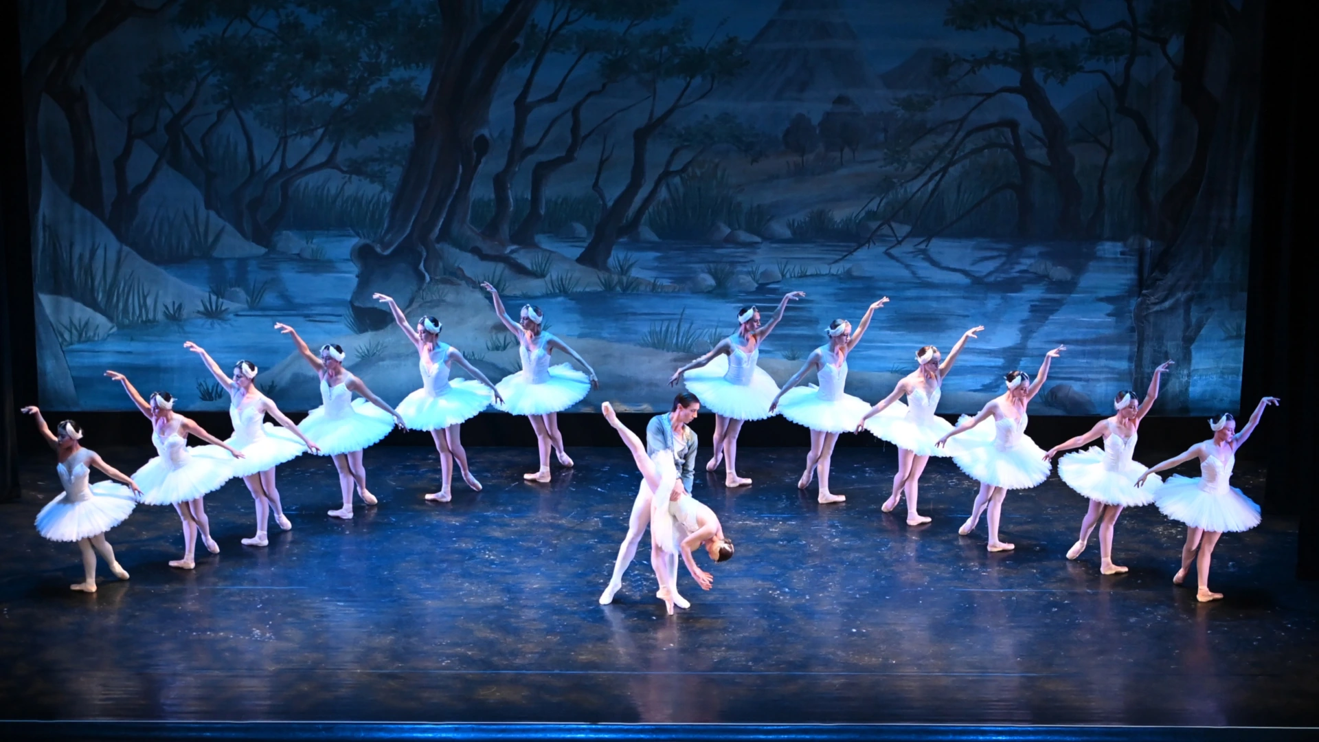 Odette with Prince Siegfried and the corps de ballet from Act II of Elizabeth Wistrich's "Swan Lake" performed by City Ballet of San Diego